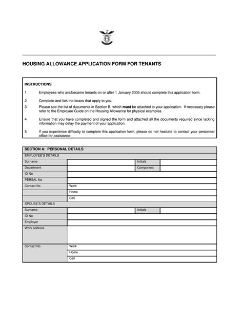 Create Fillable Housing Allowance Application Form For Tenants And Keep