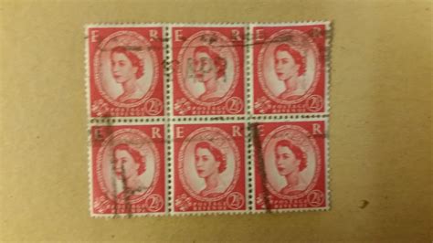 Great Britain 1952 Queen Elizabeth Ii Pre Decimal Red 2 12d Definitive
