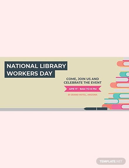 Free National Library Workers Day Facebook Cover Template Ad Paid