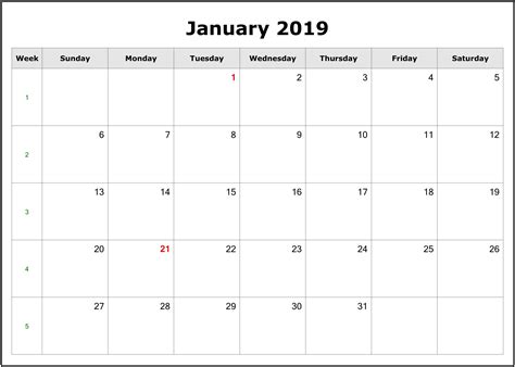January 2019 Holidays Calendar Holiday Calendar Holiday Calendar