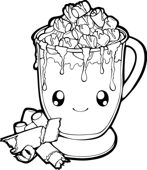 Dessertie | Hot Chocolate Lineart by Chibivi-Linearts | Hot chocolate drawing, Coloring pages