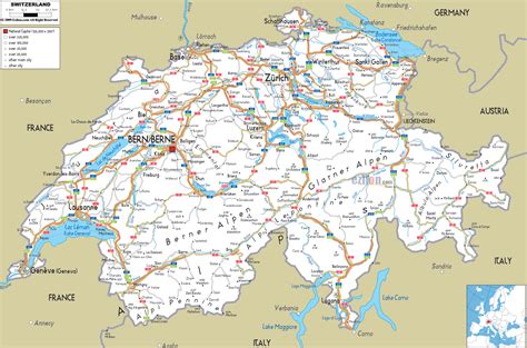 Detailed Clear Large Road Map Of Switzerland Ezilon Maps