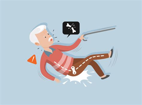 Old Man Falling Down And Get Bone Fracture Cartoon Character 5464155