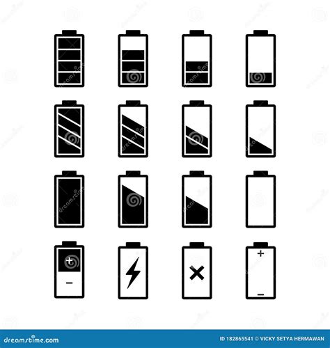 Battery Icons Set Battery Level And Indicator Related Different Styles