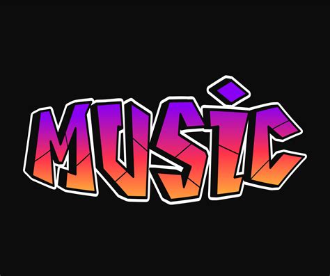 Music Word Trippy Psychedelic Graffiti Style Lettersvector Hand Drawn