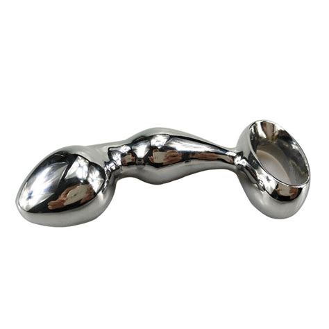 260g Dia 32mm Chrome Plated Anal Hook With Hole Ring Metal Butt Plug Prostate Massage Device