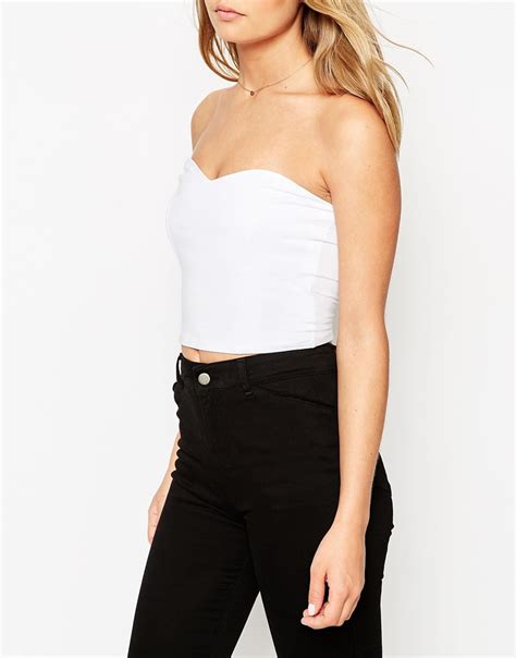 asos bandeau top with sweetheart neckline in white lyst