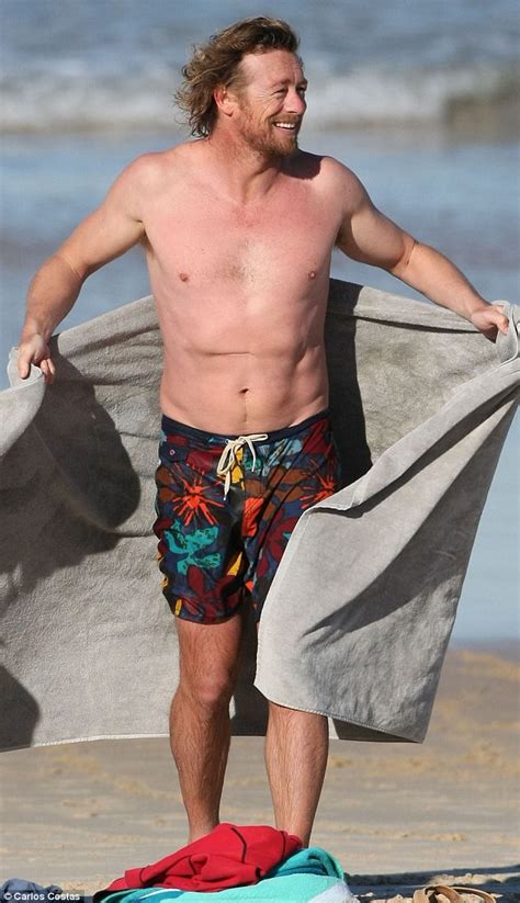 In The Swim Of It Shirtless Simon Baker Puts His Scar On Show As He