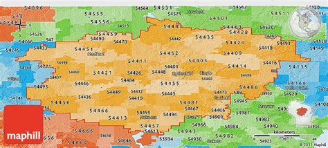 Political Shades Panoramic Map Of Zip Codes Starting With 544