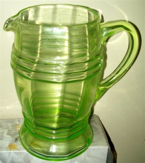 vaseline glass uranium green art deco depression pitcher jug c 1920 antique price guide