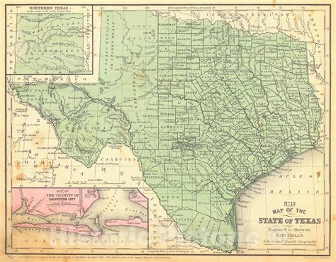 Historic Map 1858 No 13 Map Of The State Of Texas Vintage Wall Art