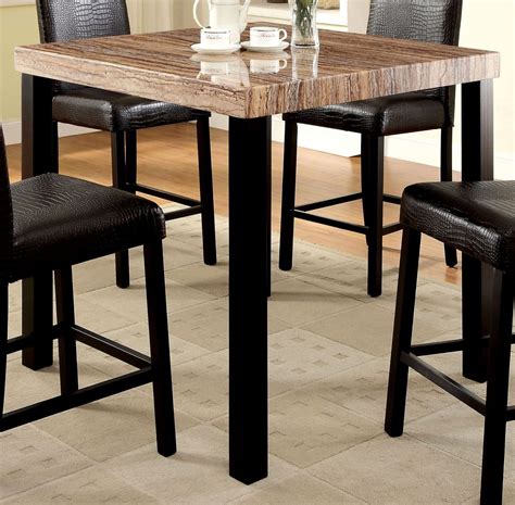 Rockham Ii Black Faux Marble Top Square Counter Height Leg Table From