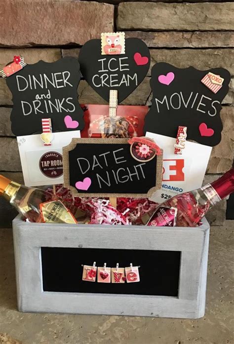 Give a gift of creating life long memories with a night in boxes gift card. Date Night basket for our hockey association fundraiser! | Dinner gifts, Date night gift baskets ...