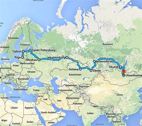 A Map With My Trans Siberian Railway Itinerary Trans Siberian Railway