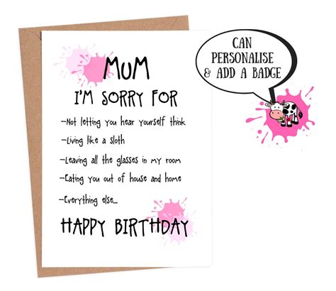 Funny Birthday Card Mum Birthday Card Funny Mom Birthday Etsy Hong Kong