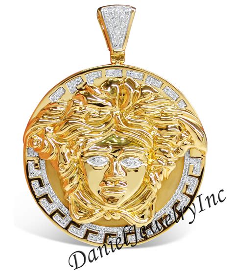 New Versace Greek Medusa Yellow 10k Gold 375 White Diamond 450ct
