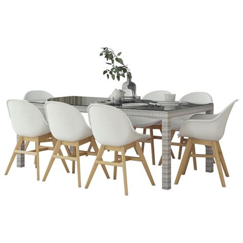 Midtown Concepts 9 Piece Dining Set In Grey Brown And White Nfm