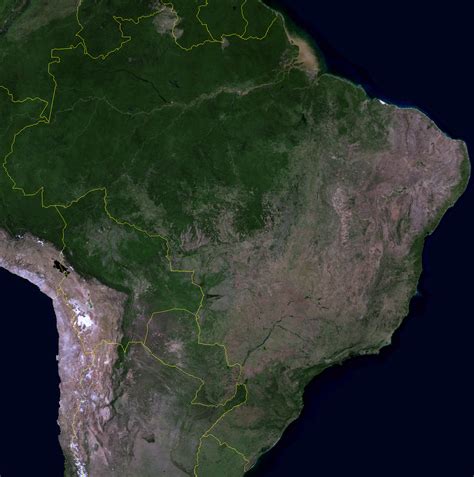 Detallado mapa satelital de Brasil Brasil América del Sur Mapas