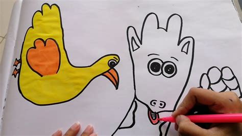 How To Draw Animals With Hand Shape Kids Video Youtube