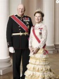 Le roi Harald V et la reine Sonja de Norvège au palais, portrait ...