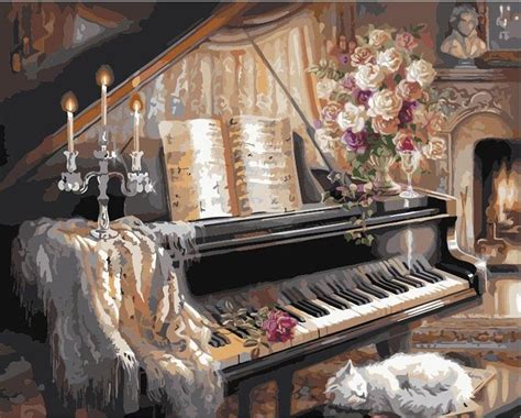 Piano Flowers Vase Paint By Numbers Painting By Numbers