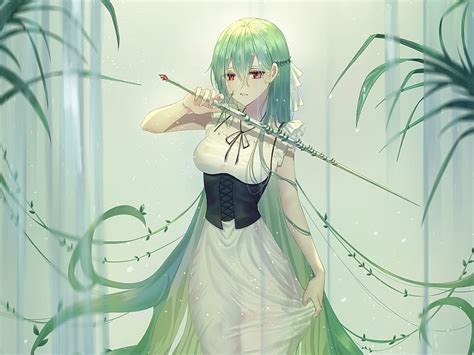 Anime Original Girl Green Hair Sword Hd Wallpaper Peakpx