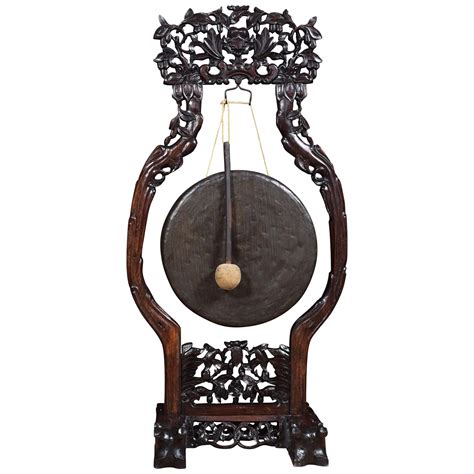 Chinese Gong On Carved Hardwood Stand At 1stdibs