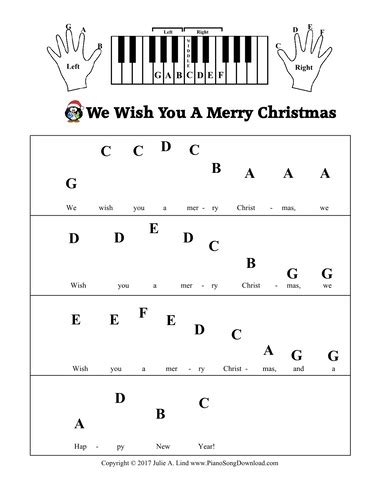 merry christmas  pre staff piano sheet   letters