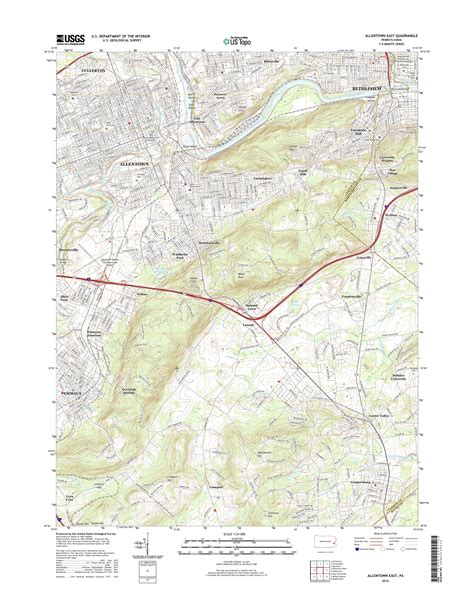 Mytopo Allentown East Pennsylvania Usgs Quad Topo Map