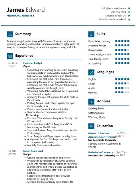 Financial Analyst Resume Sample Writing Guide Tips