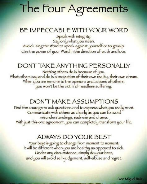 Four Agreements The Four Agreements Inspirational Quotes Sayings