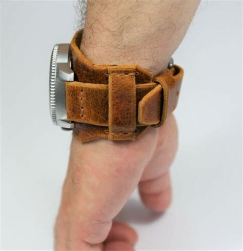 Handmade Watch Strap Distressed Leather Bund Strap Leather Cuff Watch
