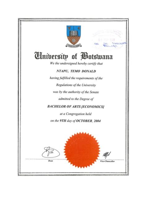 Ba Certificate