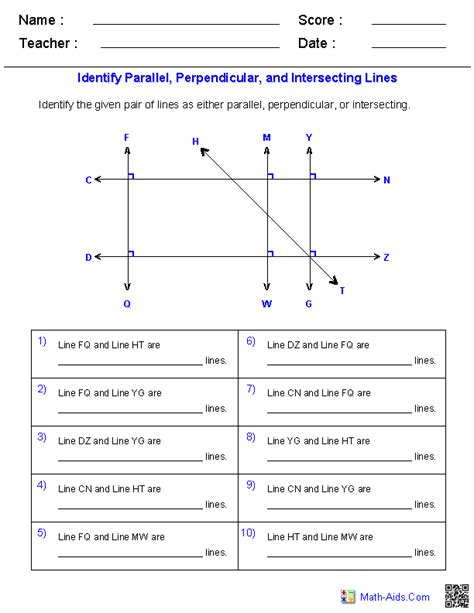 Geometry Worksheets Lines Worksheets