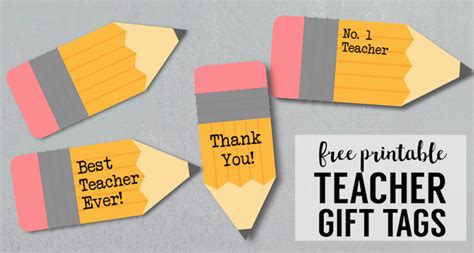 Free Printable Teacher Gift Tags Pencil Paper Trail Design