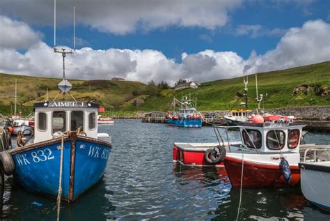 Small Fishing Vessels In Lybster Harbor Scotland Editorial Stock