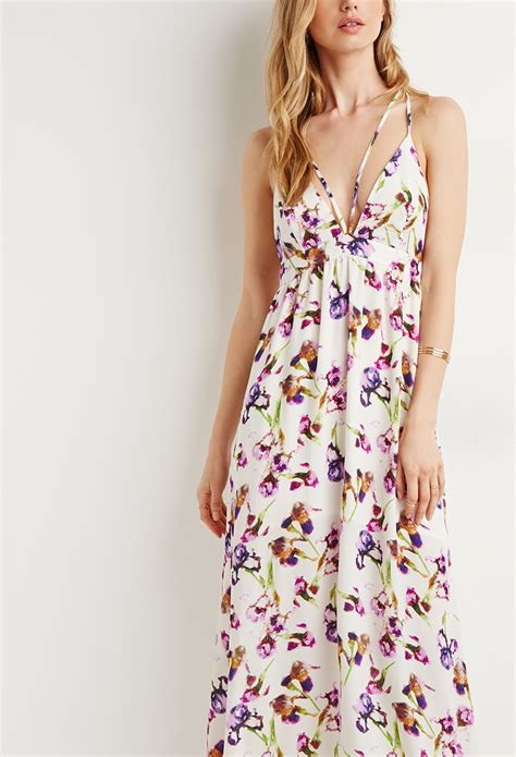 Lyst Forever 21 Strappy Floral Maxi Dress In Pink