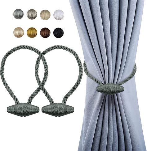 Hion Magnetic Curtain Tiebacks Gray Blue 2pcs Curtain