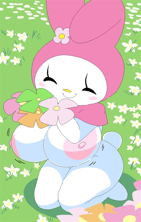 Rule 34 Closed Eyes Dream Cassette Female Flower Hoshime Huge Breasts My Melody On Knees