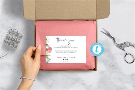 Diy Editable Thank You Insert Cards Customer Thank You Etsy Packaging