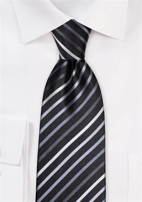 Elegant Striped Black Necktie Cheap