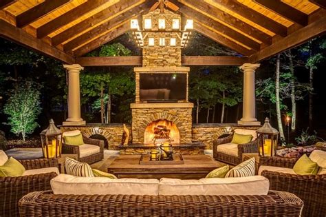 Landscape lighting can transform your outdoor fireplace into a beautiful focal point and take your evening experience to a whole new level! Rustic outdoor lighting ideas for your rustic porch and ...