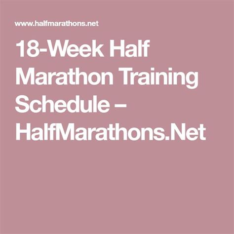 18 Week Half Marathon Training Schedule Half Marathon Training Half