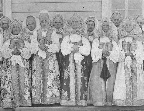 Group Of Women In Traditional Russian Costumes Of Their Region Old Russia Photo Xix Century