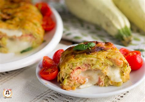POLPETTONE DI ZUCCHINE - Al forno, ripieno di prosciutto e ...