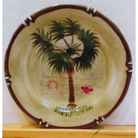 Hand Painted Bora Bora Tiki Palm Tree Tropical Salad