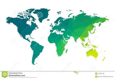 Green Geometric Blank World Map Stock Vector Illustration Of