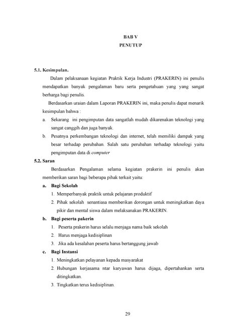 Bab 5 - Laporan - BAB V PENUTUP Kesimpulan. Dalam pelaksanaan kegiatan
