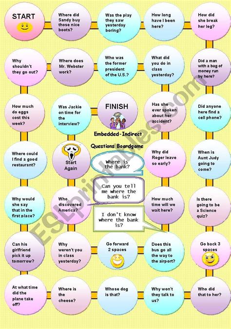 Embedded Indirect Questions Boardgame Esl Worksheet By Raul7