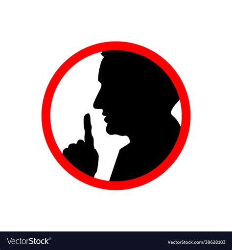 Man Face Profile With Hand Shhh Forbidden Icon Vector Image